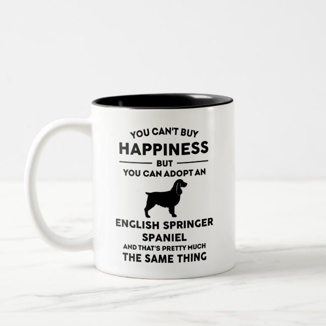 Adopt a English Springer Spaniel Happiness Two-Tone Coffee Mug (Left)