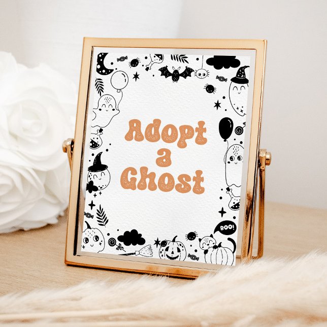 Adopt a Ghost Orange Ghost Halloween Birthday Poster (Creator Uploaded)