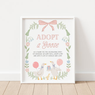 Adopt a Goose Pink Floral Birthday Decor Sign