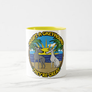ADOPT A GREYHOUND THEY'RE GREAT Two-Tone COFFEE MUG