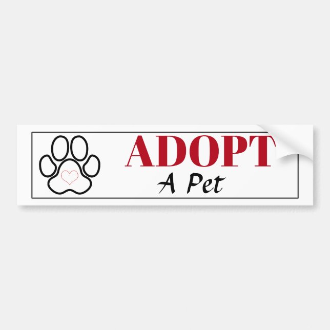 Adopt A Pet Bumper Sticker (Front)