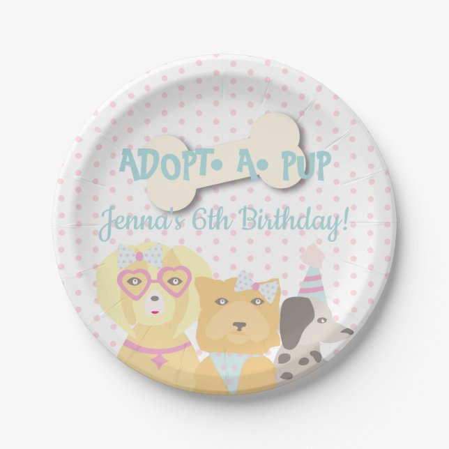 Adopt a Pup Dog Party Paper Plate (Front)