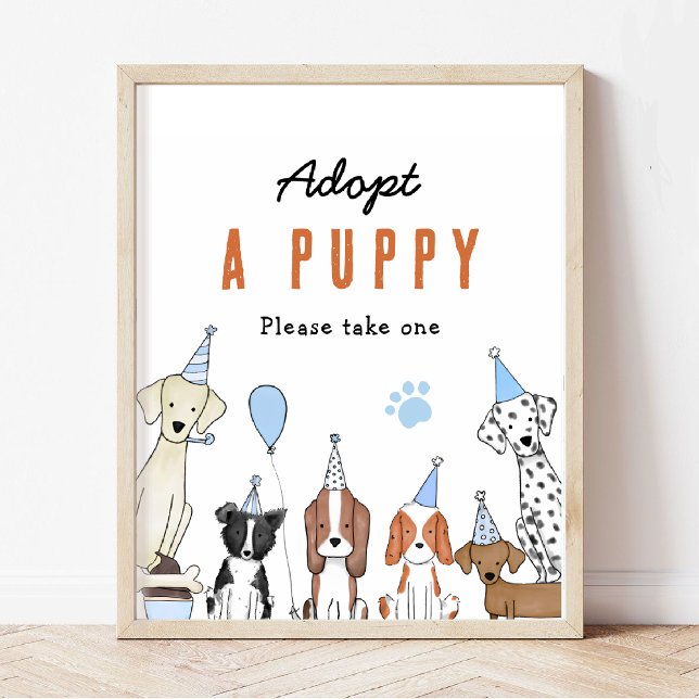 adopt a puppy Pawty Dog Birthday Party Table Sign (Creator Uploaded)