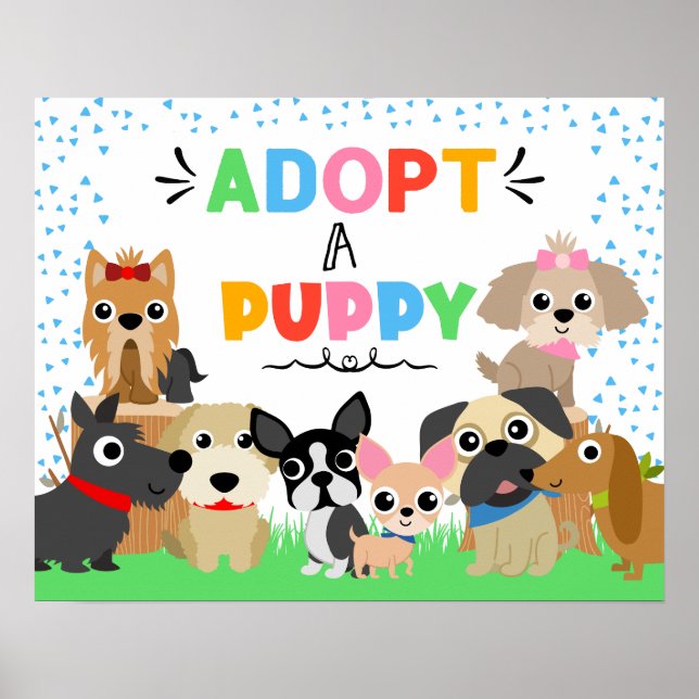 Adopt A Puppy Pet Adoption Party Sign (Front)