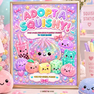 Adopt a Squishy Take Home Party Favour Sign
