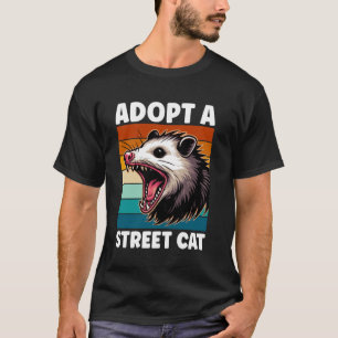 Adopt a Street Cat Funny Opossum Vintage Sunset Wa T-Shirt
