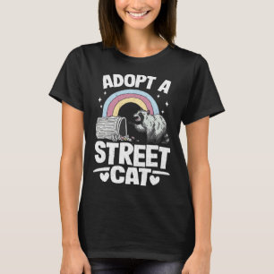Adopt A Street Cat Rainbow Funny Racoon T-Shirt