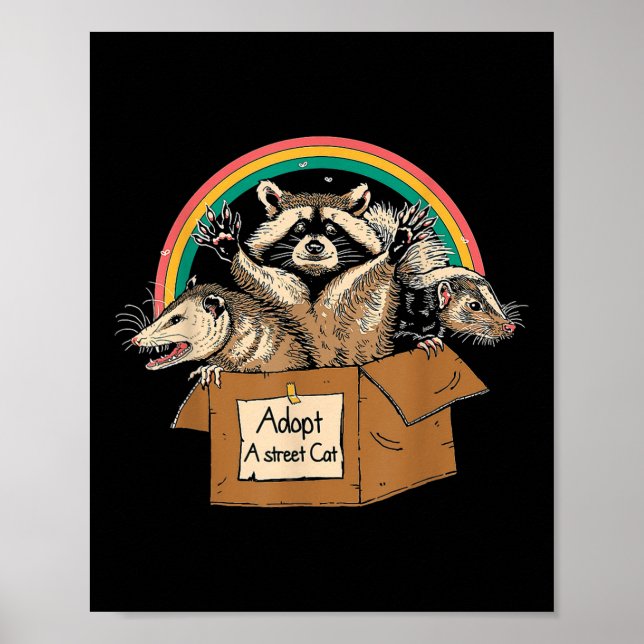 Adopt A Street Cat Shirt Funny Opossum Racoon Sku Poster (Front)