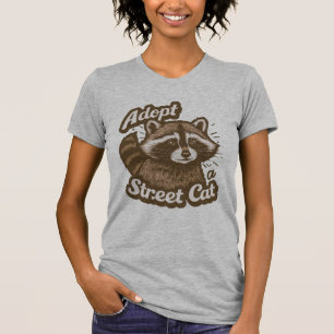 Adopt A Street Cat Watercolor Racoon Men Women T-Shirt