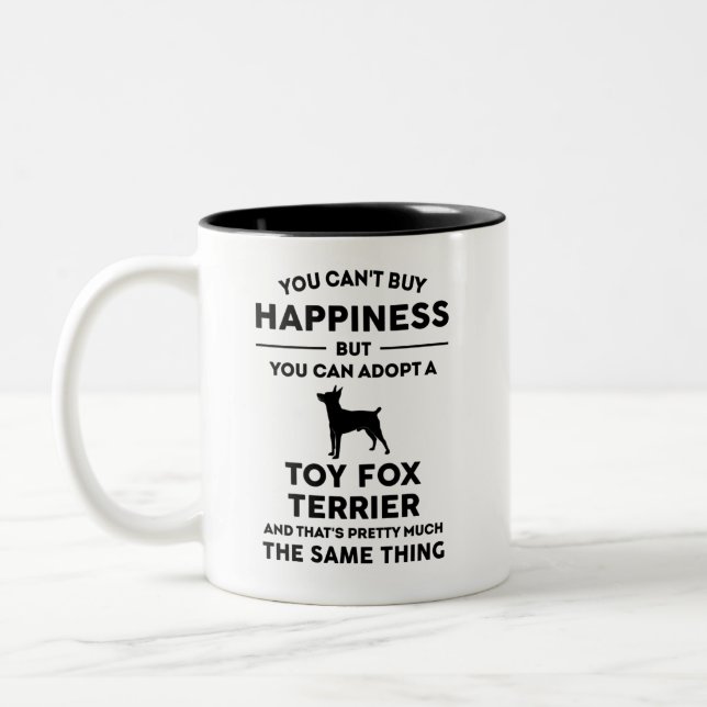 Adopt a Toy Fox Terrier Happiness Two-Tone Coffee Mug (Left)