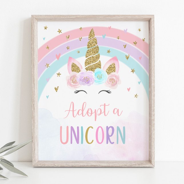 Adopt A Unicorn Birthday Party Sign (Creator Uploaded)