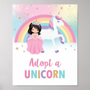 Adopt a Unicorn Princess and Unicorn Birthday Sign