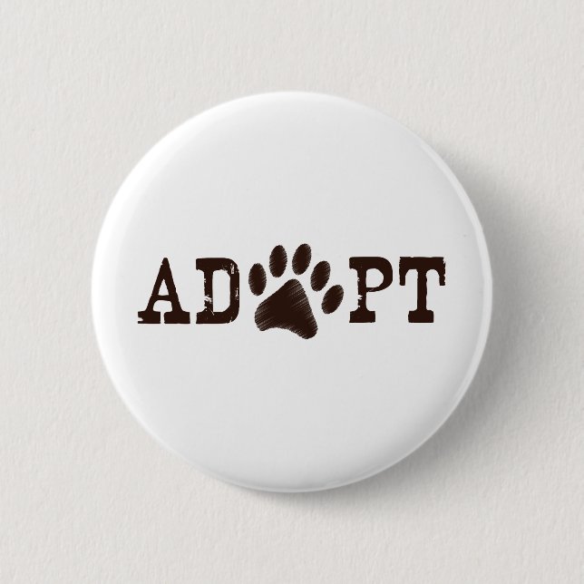 Adopt an animal 6 cm round badge (Front)