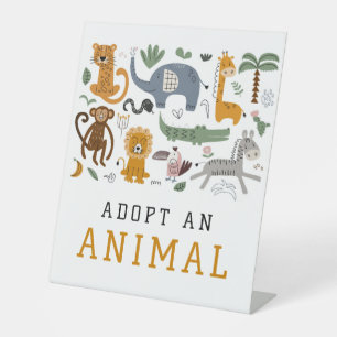 Adopt An Animal Two Wild Birthday Safari Animals Pedestal Sign