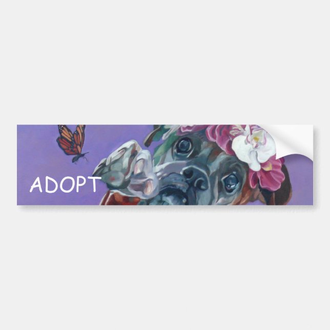 ADOPT Bumper Sticker Boxer Dog (Front)