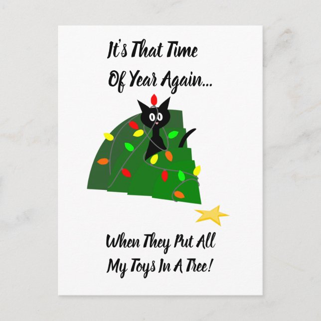 Adopt: Cat Christmas Tree: Time Of Year! Postcard (Front)