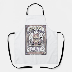 Adopt Don’t Shop Cat Cat Rescue Adoption Vintage V Apron