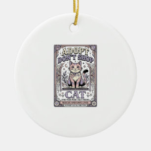 Adopt Don’t Shop Cat Cat Rescue Adoption Vintage V Ceramic Tree Decoration