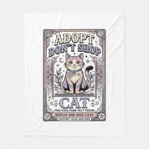 Adopt Don’t Shop Cat Cat Rescue Adoption Vintage V Fleece Blanket