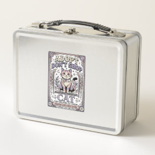 Adopt Don’t Shop Cat Cat Rescue Adoption Vintage V Metal Lunch Box