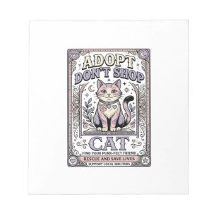 Adopt Don’t Shop Cat Cat Rescue Adoption Vintage V Notepad