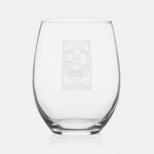 Adopt Don’t Shop Cat Cat Rescue Adoption Vintage V Stemless Wine Glass