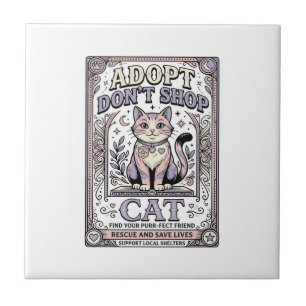 Adopt Don’t Shop Cat Cat Rescue Adoption Vintage V Tile