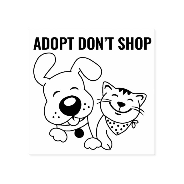 Adopt Don’t Shop Dog Cat Wood Art Stamp (Imprint)