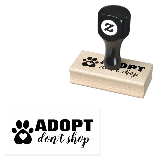 Adopt Don’t Shop Pet Rescue 1.5” x 3” Rubber Stamp (Stamped)