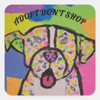 "Adopt don't shop" colourful pitbull stickers