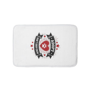 Adopt Dont Shop Crew Vintage Pet Rescue Paw Heart  Bath Mat