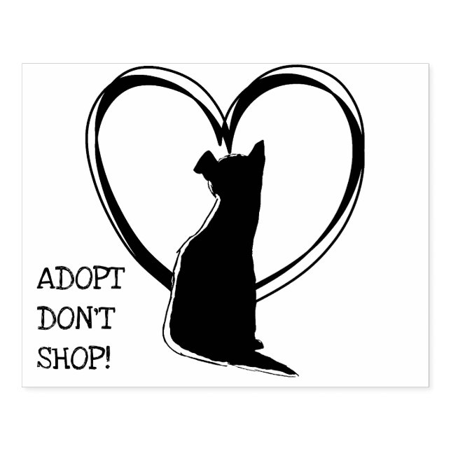 Adopt Don't Shop! | Cute Dog in Heart Rubber Stamp (Imprint)