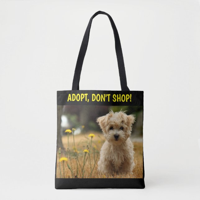 Adopt, Don't Shop Puppy Tote Bag (Front)