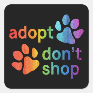 Adopt Don't Shop Rainbow Paws Square Sticker
