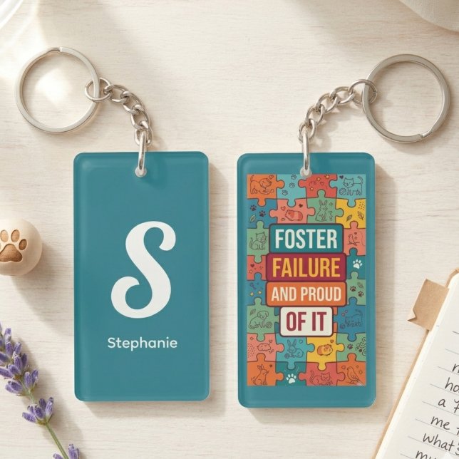Adopt Don't Shop Rescue Pet Art Key Ring (Foster failure and proud keychain for pet parents — cute adoption day gift idea for her.)