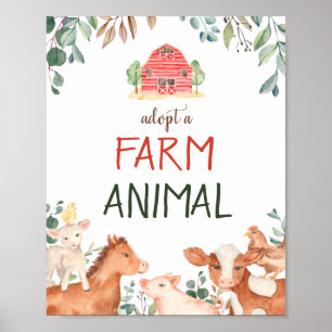 Adopt Farm Animal Sign Petting Zoo party