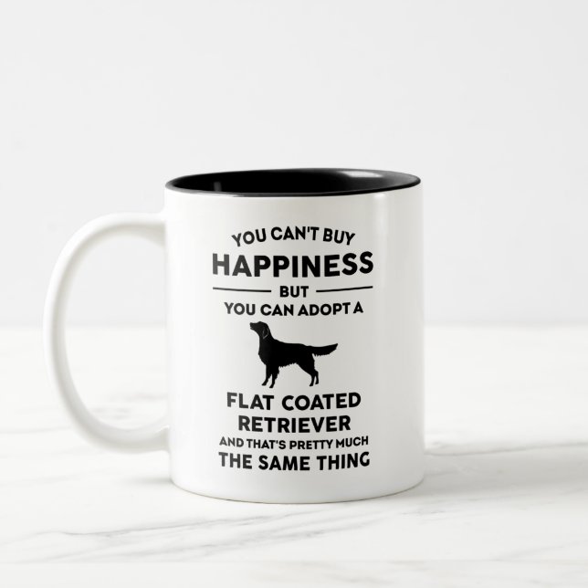 Adopt Flat coated Retriever Happiness Two-Tone Coffee Mug (Left)