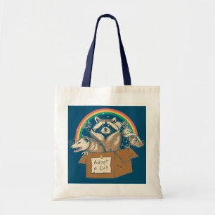 Adopt Forbidden Cats Racoon Skunk Opossum Rainbow Tote Bag