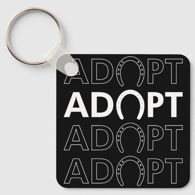 Adopt Hoof Stacked Text Key Ring (Front)