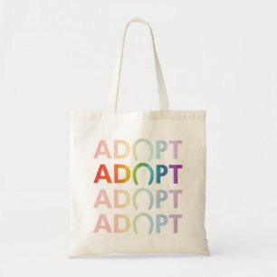 Adopt Hoof Stacked Text Rainbow Tote Bag