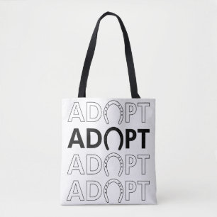 Adopt Hoof Stacked Text Tote Bag