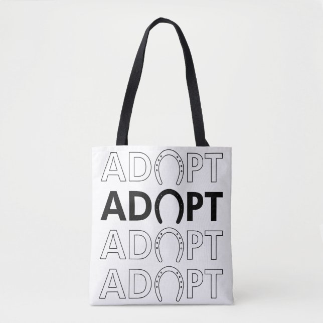 Adopt Hoof Stacked Text Tote Bag (Front)
