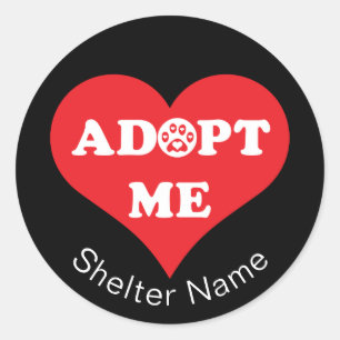 Adopt Me Heart l Pet Rescue l Shelter Name - Red Classic Round Sticker