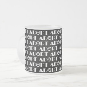 Adopt paw dog frosted glass coffee mug