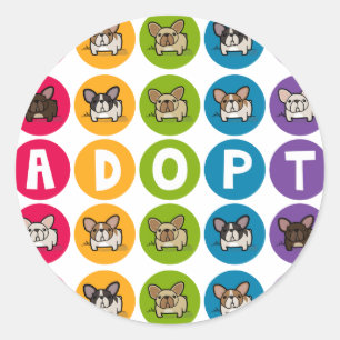Adopt Rainbow Frenchie Classic Round Sticker