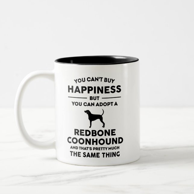 Adopt Redbone Coonhound Happiness Two-Tone Coffee Mug (Left)