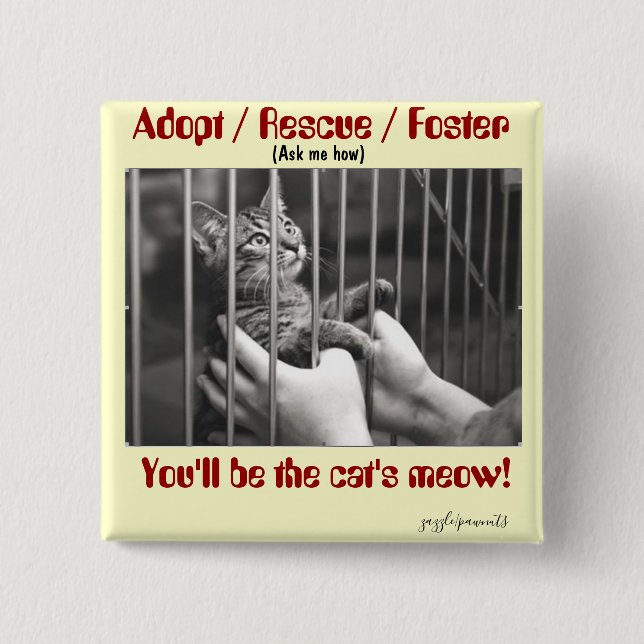Adopt, Rescue, Foster 15 Cm Square Badge (Front)
