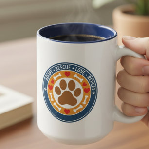 Adopt Rescue Love Repeat Paw Print  Two-Tone Coffee Mug