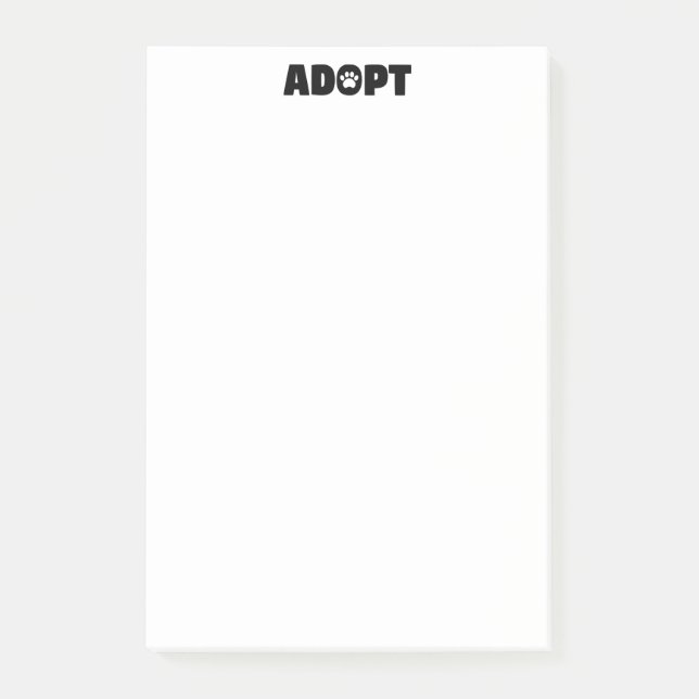 Adopt Rescue Paw Print 4 x 6 Post-it Notes (Front)