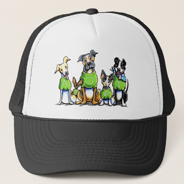 Adopt Shelter Dogs Green Tees Think Adoption Trucker Hat (Front)